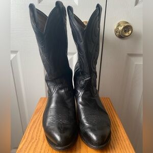 VTG Tony Lama Ol’ Buck Black Leather USA CZ820 Western Cowboy Boots SZ 8 EE